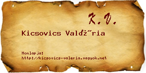 Kicsovics Valéria névjegykártya
